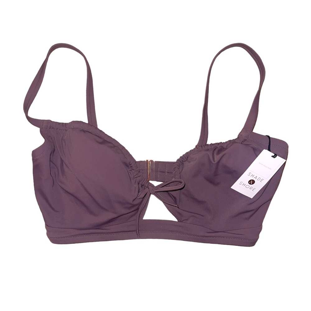 Shade and Shore NWT purple cutout front tie bikini top women’s size 38DD SOLD - Picture 1 of 4
